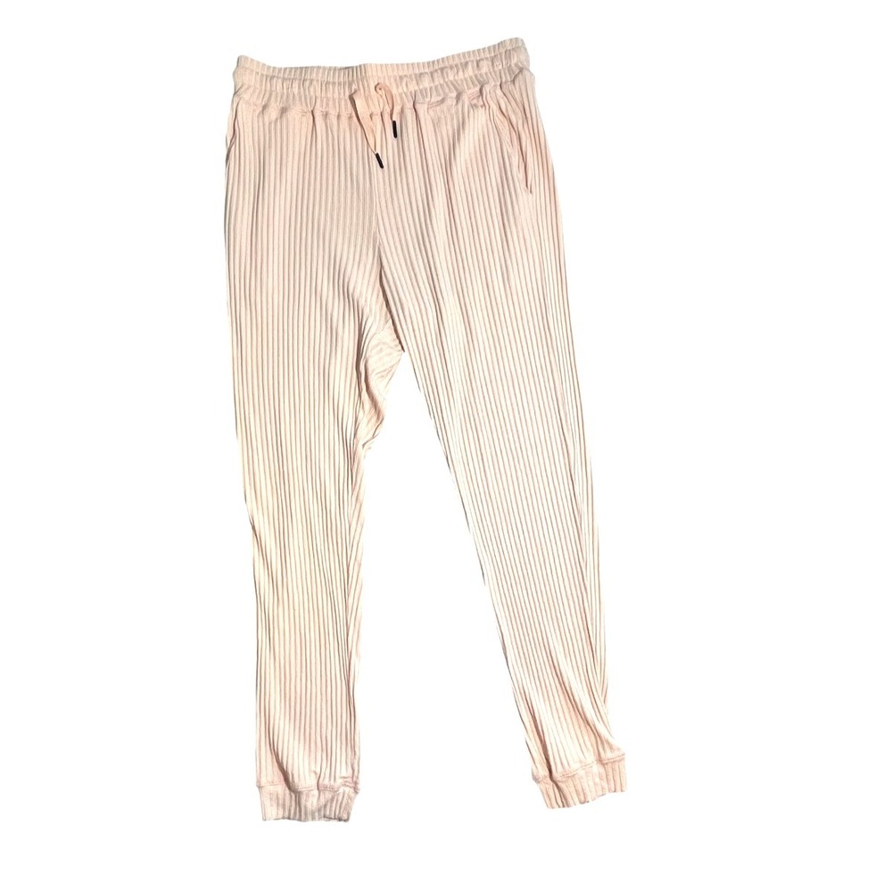 Vimmia Women's Pale Pink Ribbed Knit Joggers Drawstring‎ Lounge Pants M